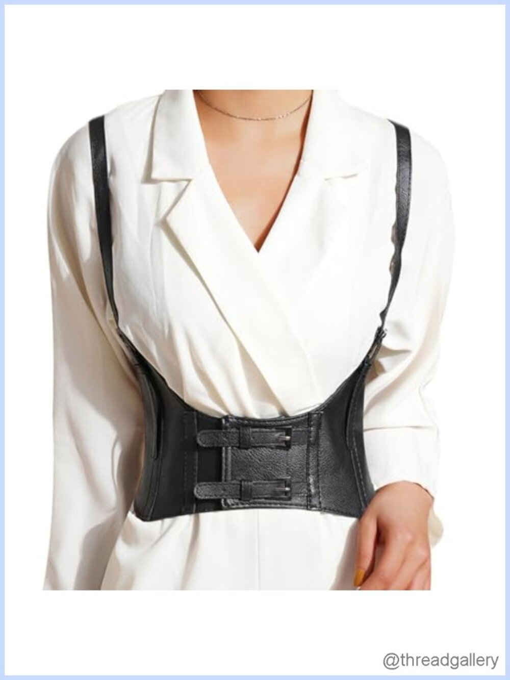 Women Underbust Corset Belt Faux Leather PU Wide Elastic Steampunk Waist